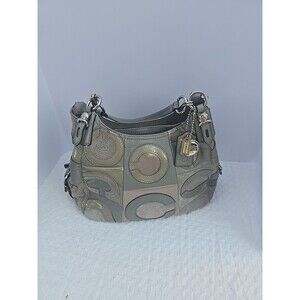 Coach Mia Inlaid C Maggie Hobo Bag 15770 Gray Silver
